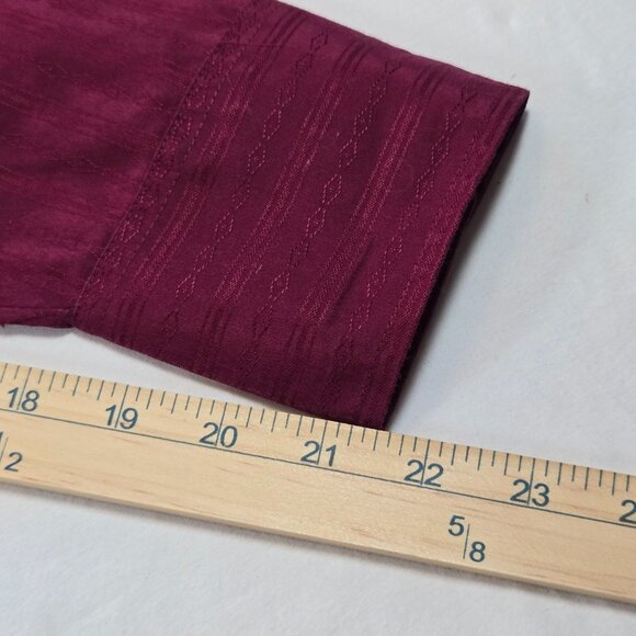 VTG Ely Cattleman Mens XL Burgundy Western Shirt Long Sleeve Striped Pearl Snap - Picture 5 of 9